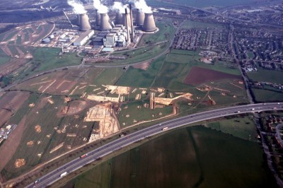 <b>Figure 1.</b> <i>An aerial photograph of excavations in advance of the A1 – M62 junction.</i> The image demonstrates the scale of some of the larger excavations Sanderson and the WYAAS deal with (Image Copyright: P. Gwilliam of ASWYAS).